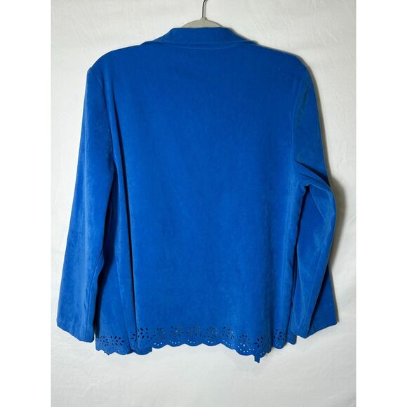 Appleseeds Women's Faux Suede Laser Cut Open Blazer Shoulder Pads, Size 12 - Picture 5 of 5